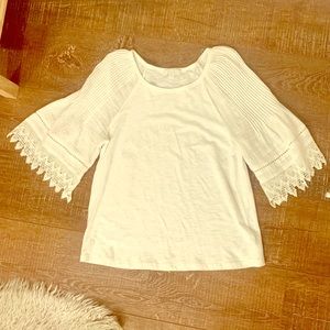 Anthropologie white 100% cotton 3/4 sleeve blouse